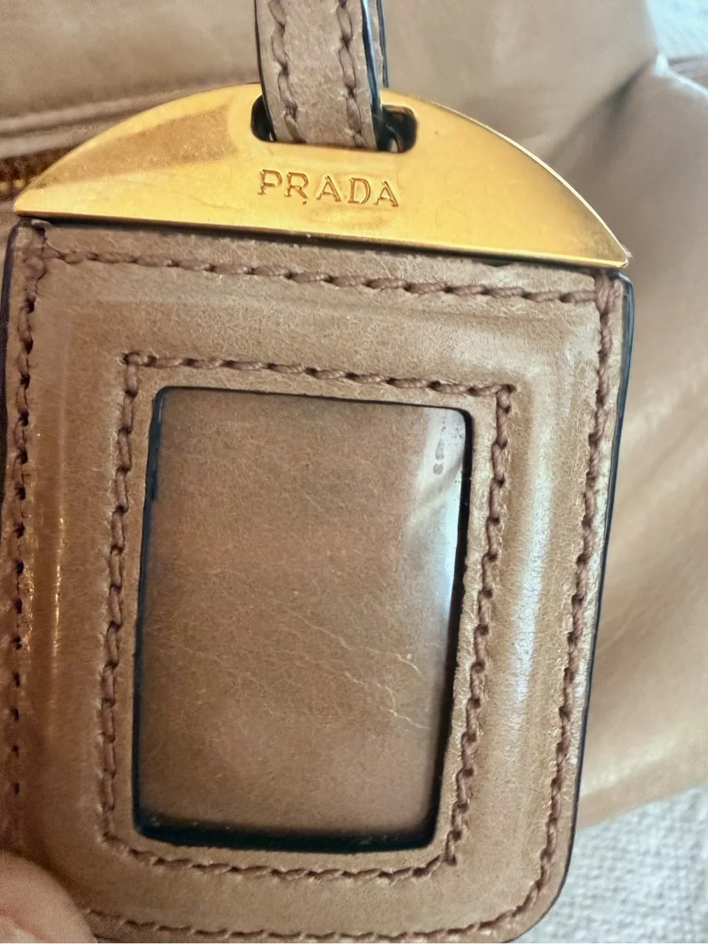 Prada Tan Leather Shoulder Bag with Gold Hardware - Picture 5 of 12